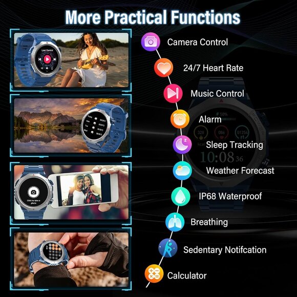 ⚡Military Smart Watch for Men (Answer/Make Calls), 1.39" HD Touchscreen Fitness - Picture 5 of 7
